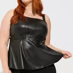 NWT Torrid Peplum Faux Leather Corset Top Size 1X